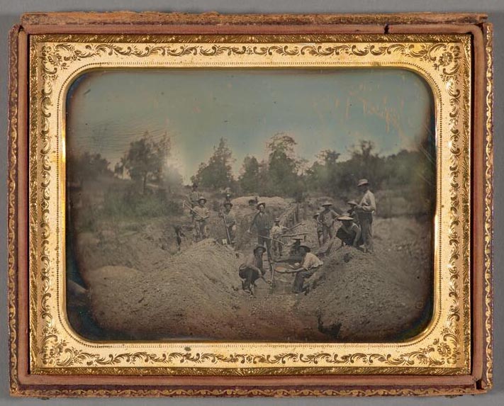 An 1850s photo of miners digging for gold.
