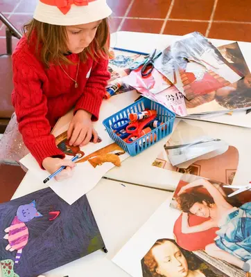 child making collage