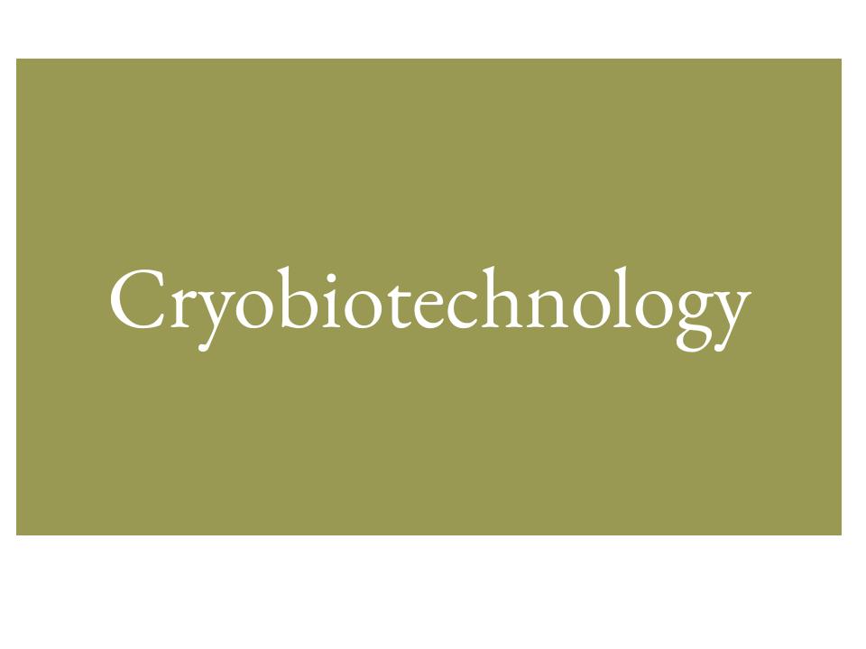 The text Cryobiotechnology inside a green rectangle.