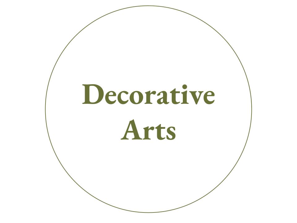 The text Decorative Arts inside a white circle with a green outline.