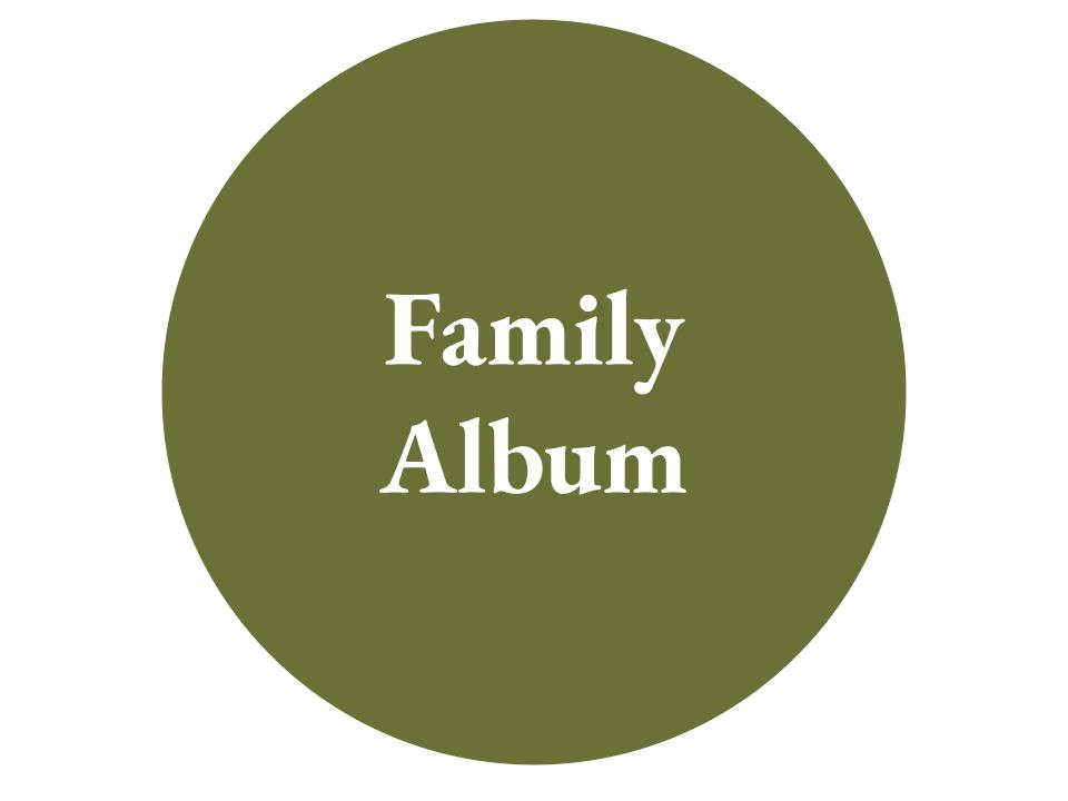 The text Family Album inside a green circle.