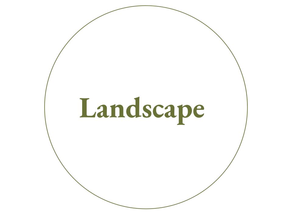 The text Landscape inside a white circle with a green outline.