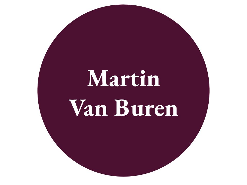 The text Martin Van Buren inside a dark purple circle.