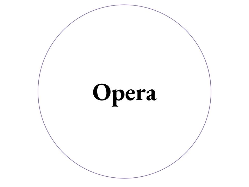 The text Opera inside a white circle with a purple outline.