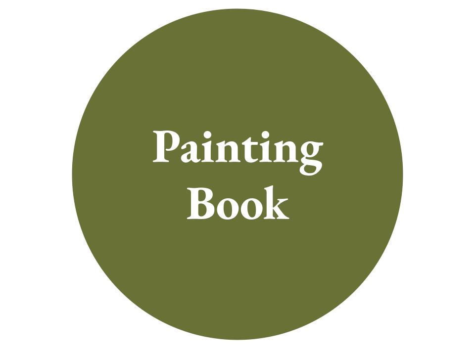 The text Painting Book inside a green circle.