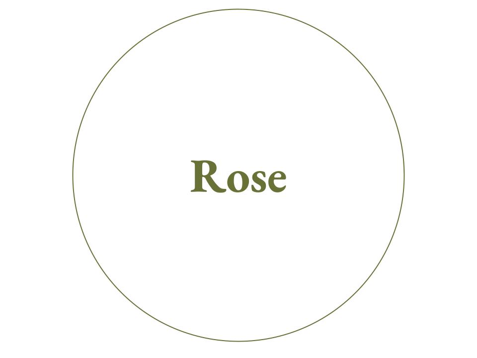 The text Rose inside a white circle outlined in green.