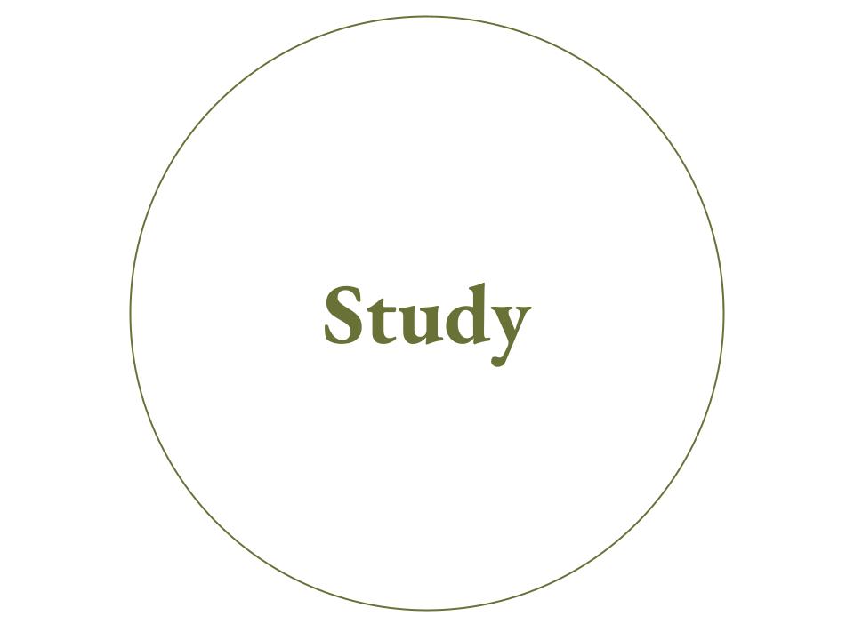 The text Study inside a white circle with a green outline.