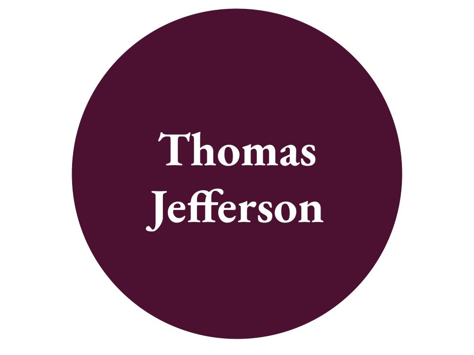 The text Thomas Jefferson inside a dark purple circle.