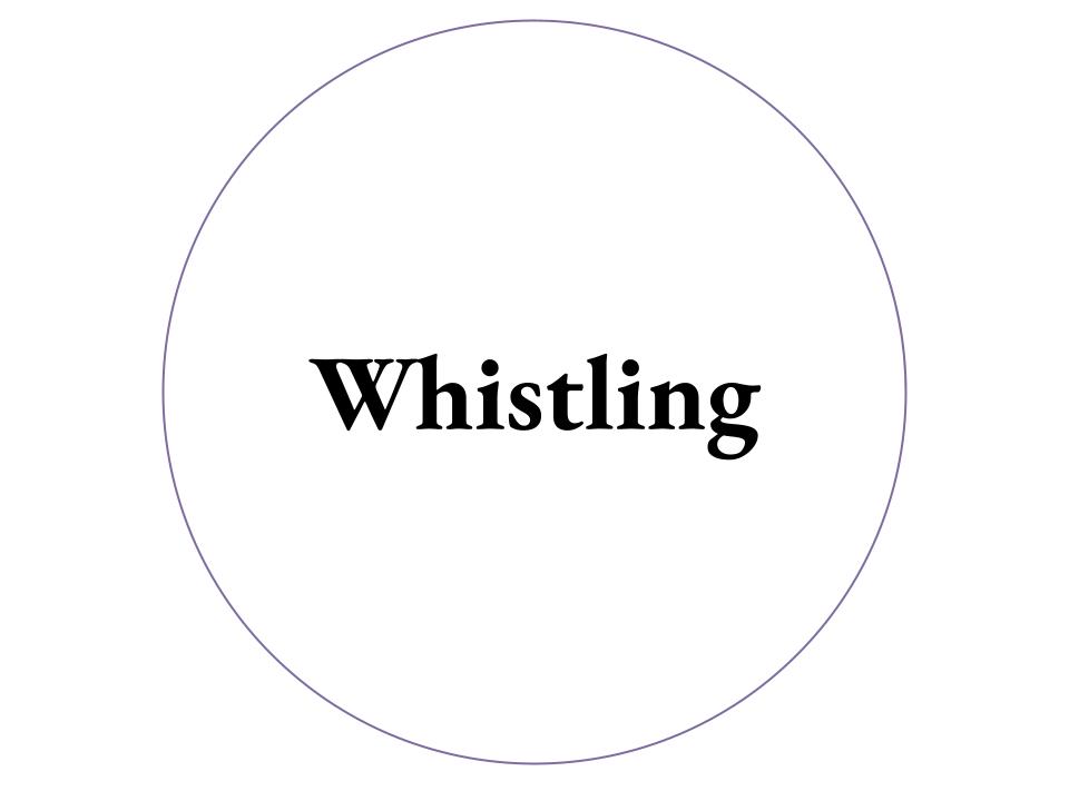 The text Whistling inside a white circle with a purple outline.