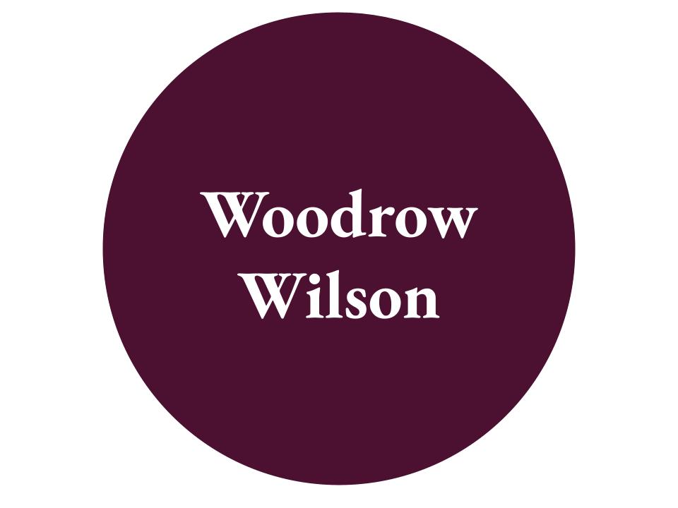 The text Woodrow Wilson inside a dark purple circle. 