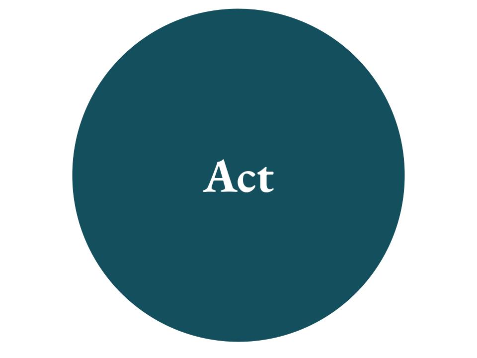 The text Act inside a dark teal circle.