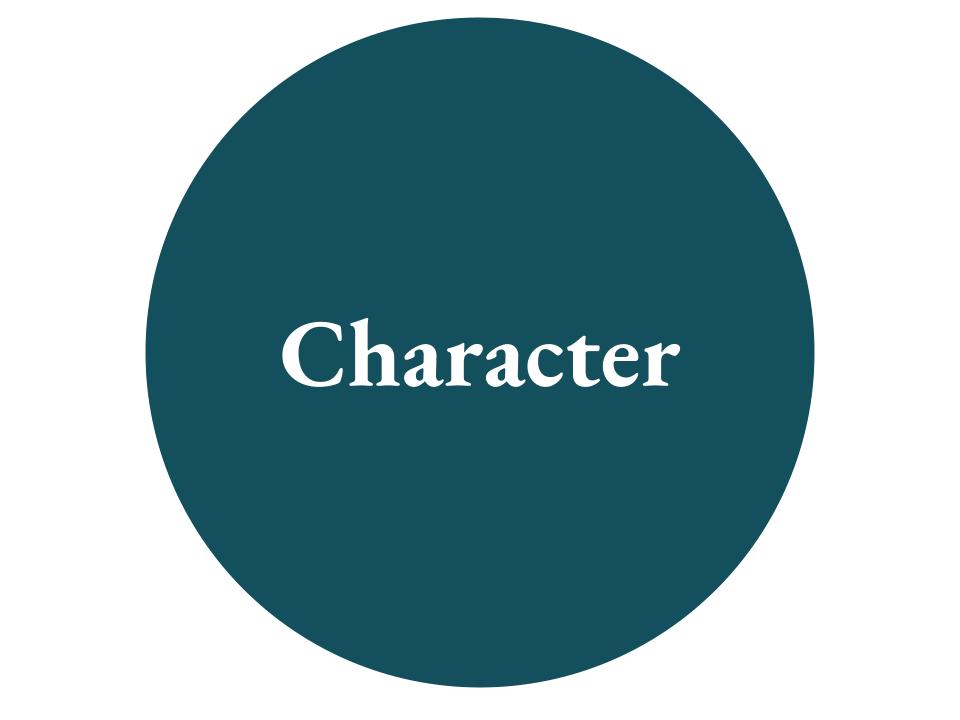 The text Character inside a dark teal circle.