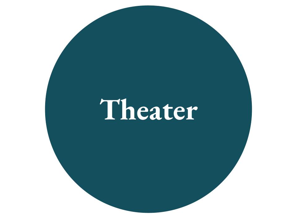 The text Theater inside a dark teal circle.