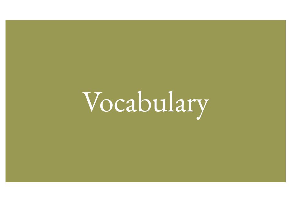 The text Vocabulary inside a green rectangle.