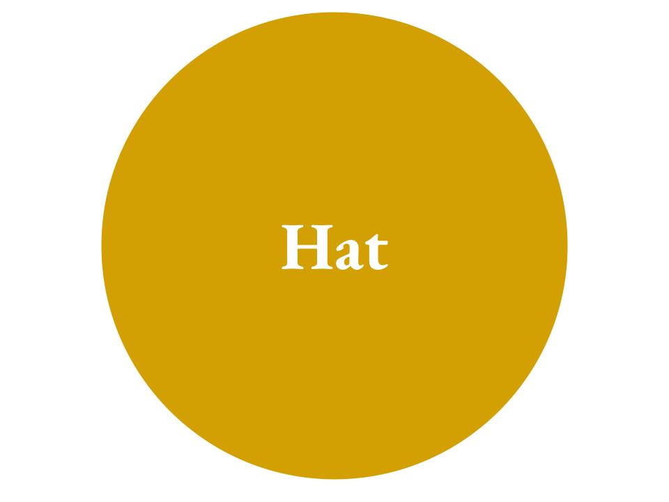 The text Hat inside a mustard yellow circle.