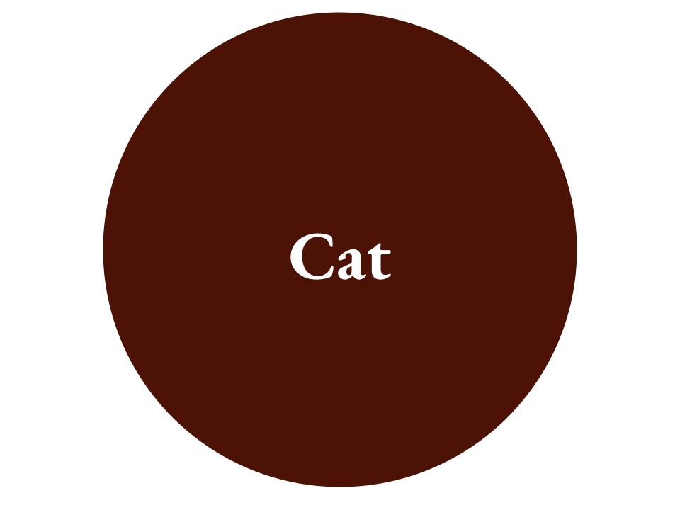 The text Cat inside a dark red circle. 