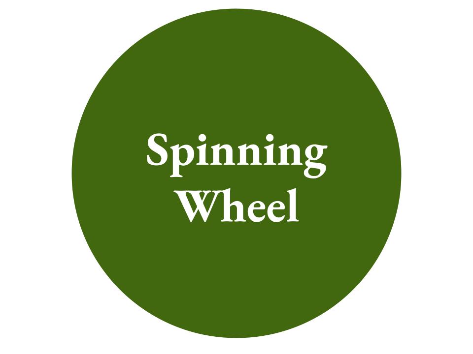 The text Spinning Wheel inside a dark green circle.