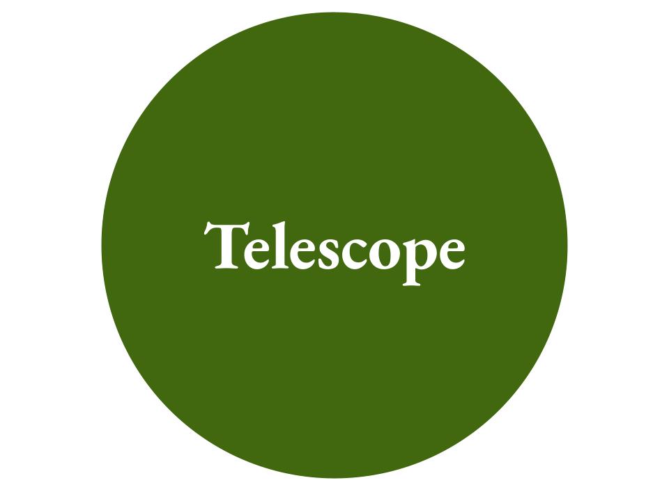 The text Telescope inside a dark green circle.