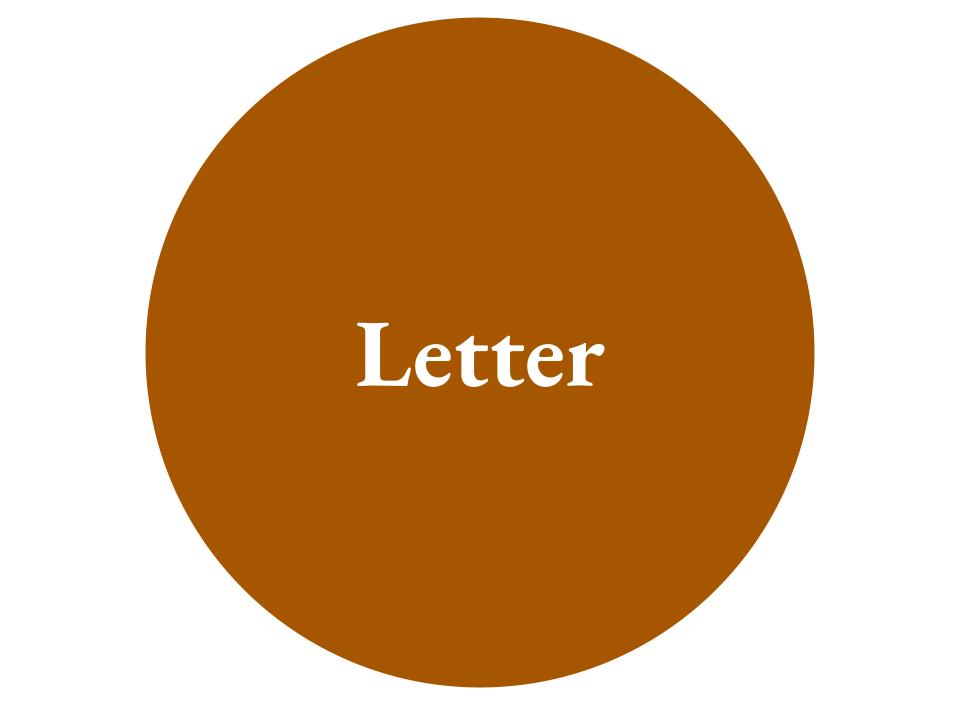 The text Letter inside a brown-orange circle.