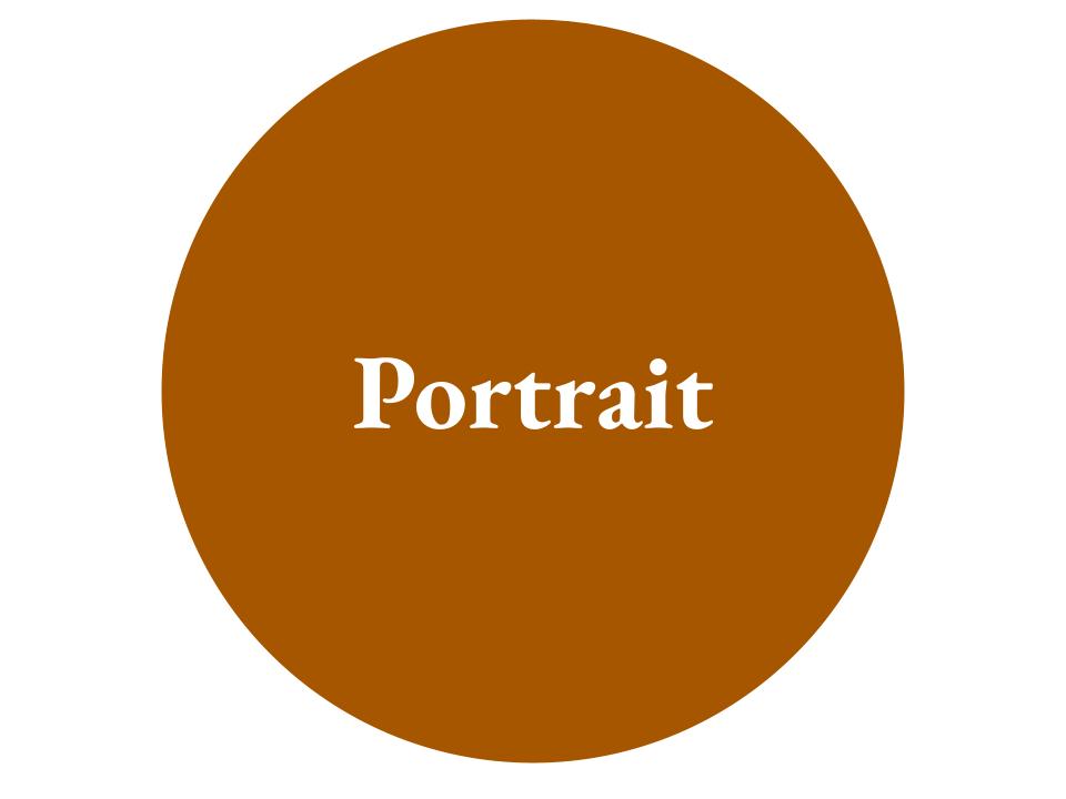 The text Portrait inside a brown-orange circle.