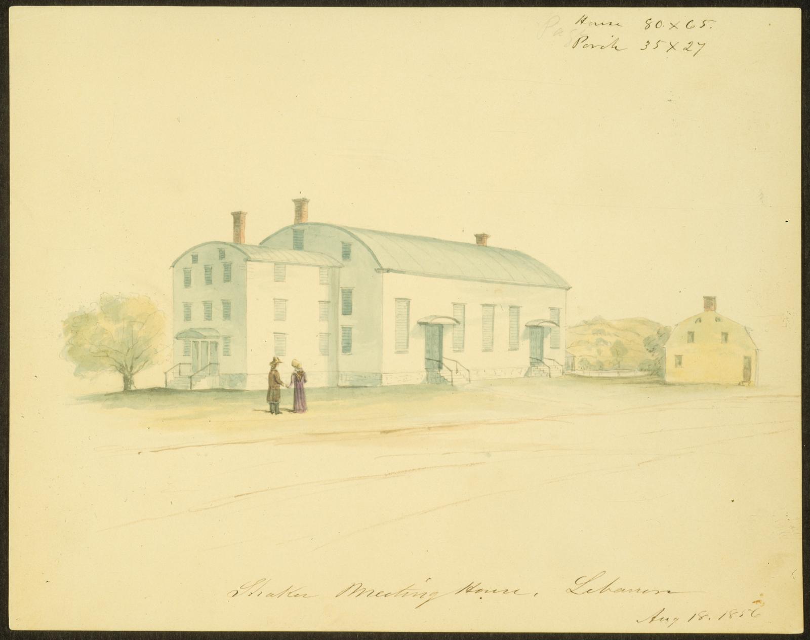 Drawing of a Shaker Meeting House.