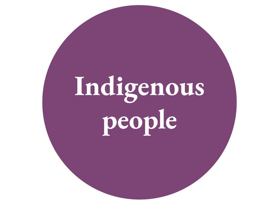 The word Indigenous people inside a purple circle. 