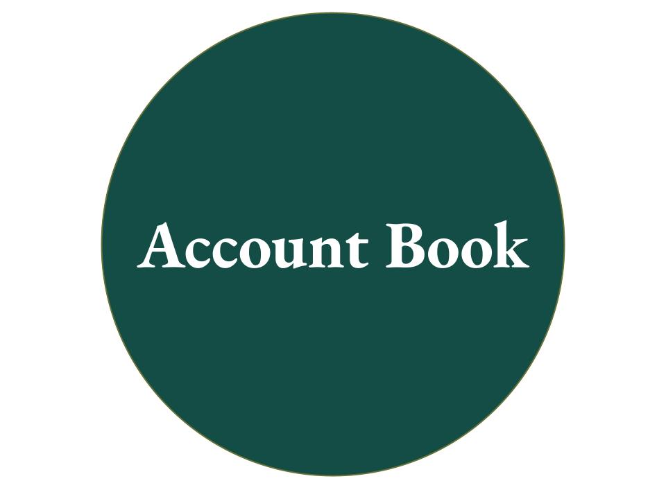 The text Account Book inside a dark teal circle.