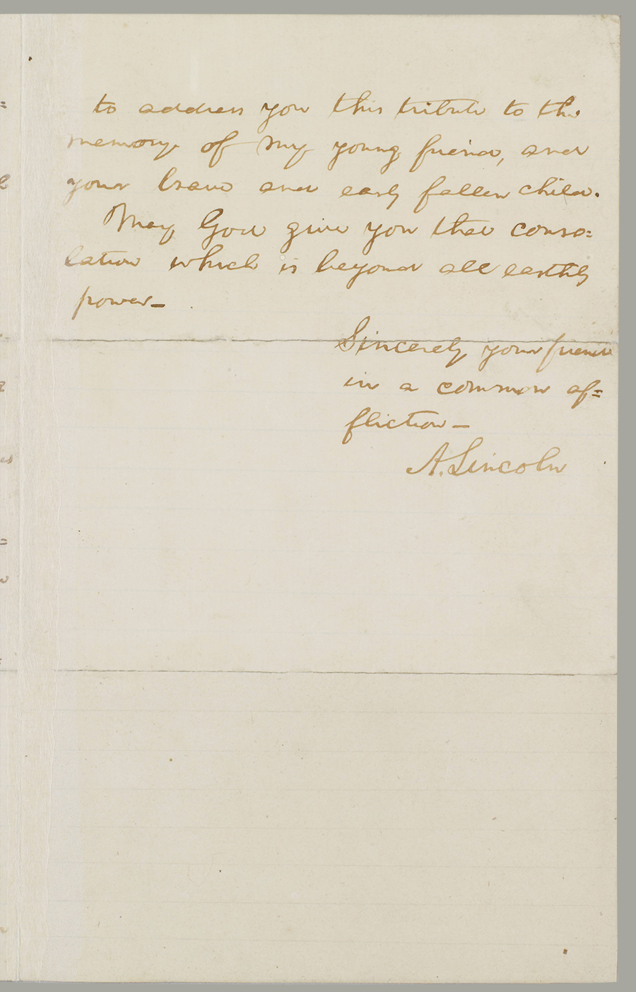 Lincoln’s condolence letter to Col. E. E. Ellsworth’s parents