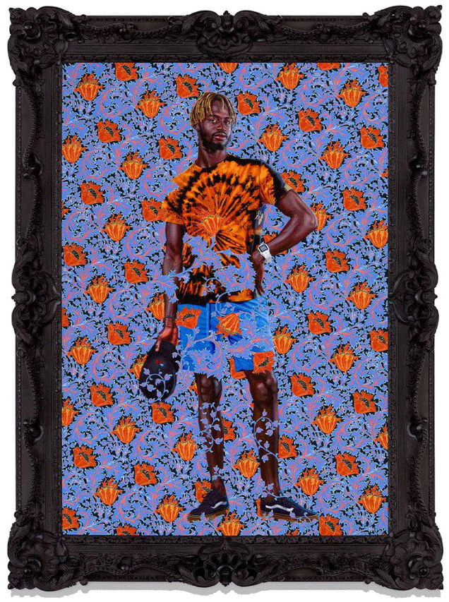 young African American man on floral print background