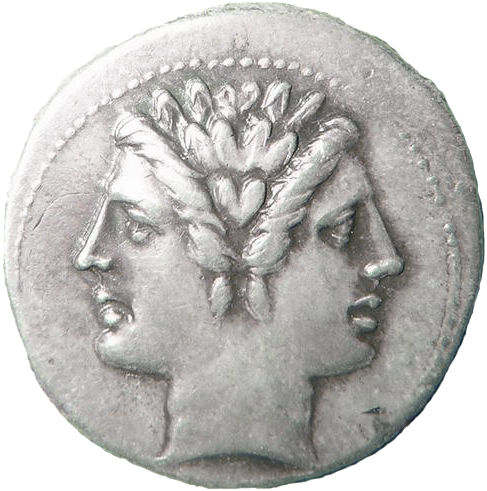 Roman coin depicting the god Janus