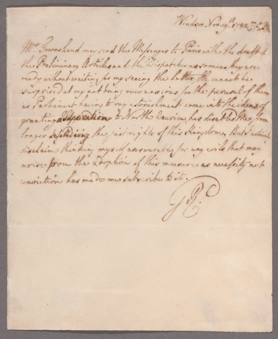 An 18th-century letter written by King George III