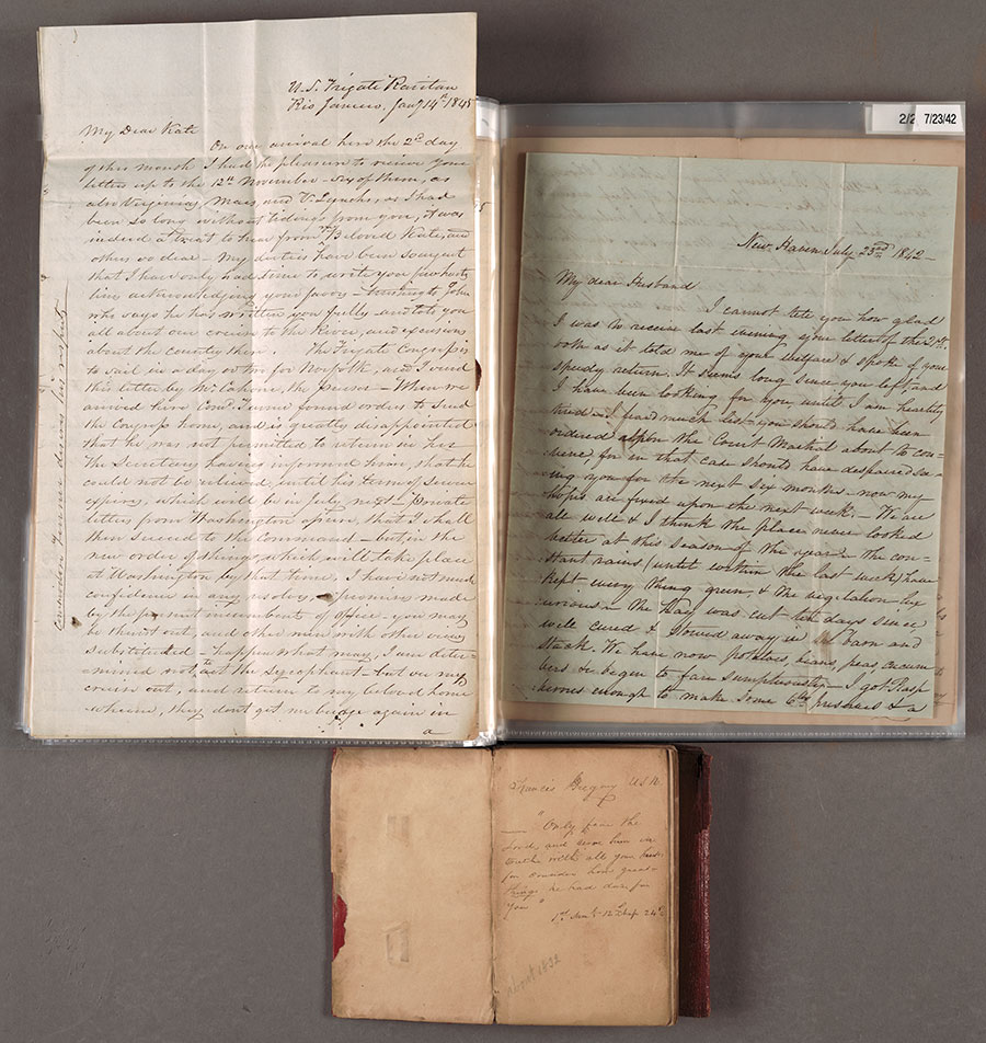Handwritten diary pages and letters