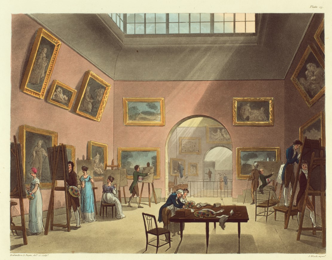 Illustration of 1800s museum exhibition