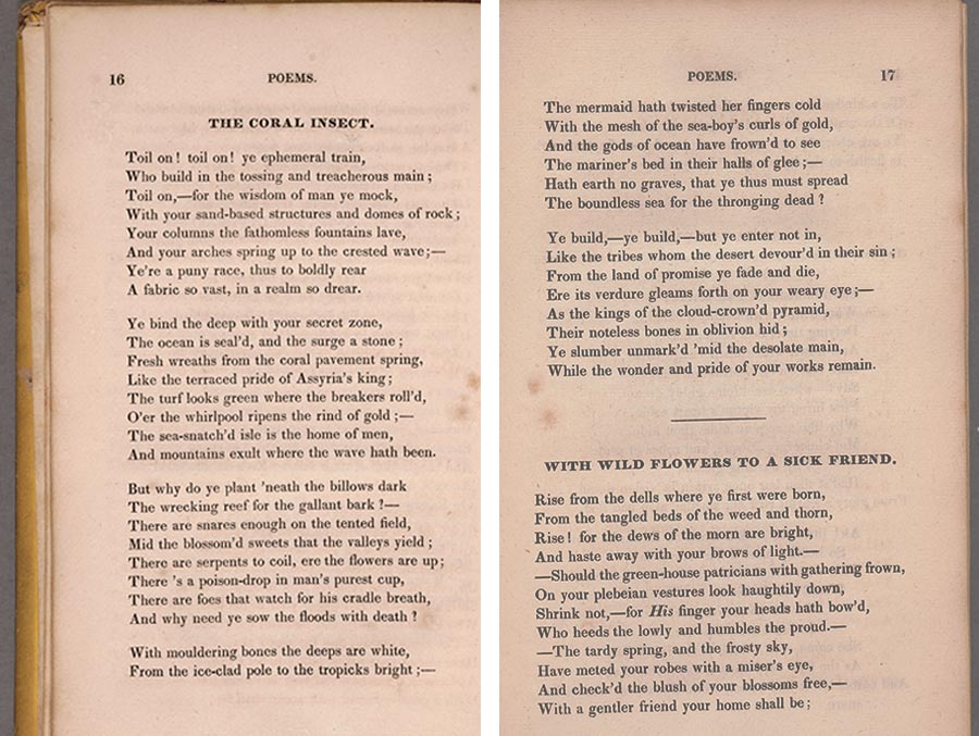 Two pages of poems from an 1827 book.