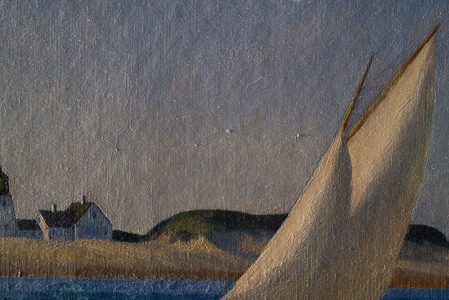 A close-up photo revealing a painting’s surface texture.