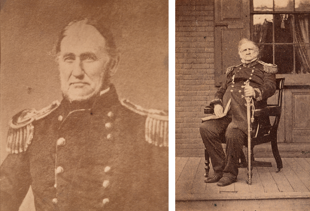 Two sepia-tone photos of Army generals in uniform.