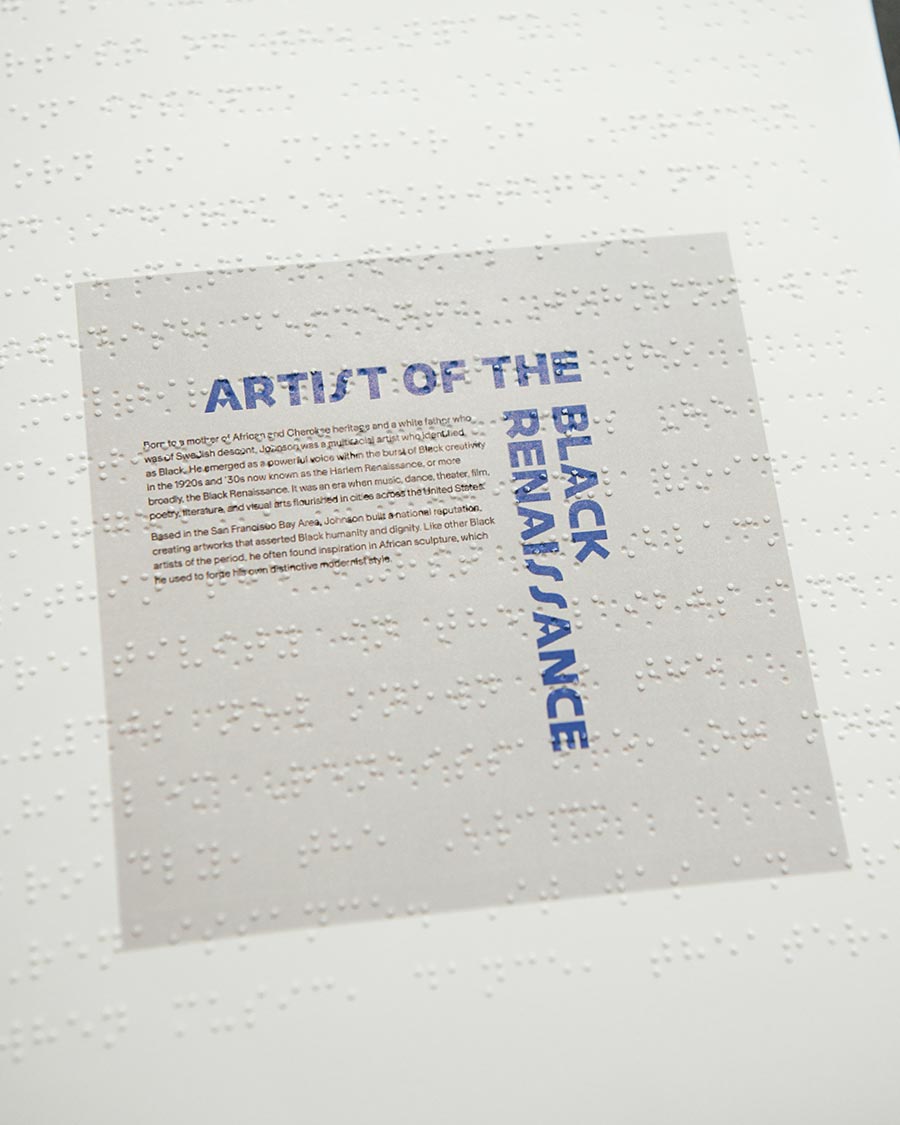 A page of text and Braille with the headline “Artist of the Black Renaissance.”