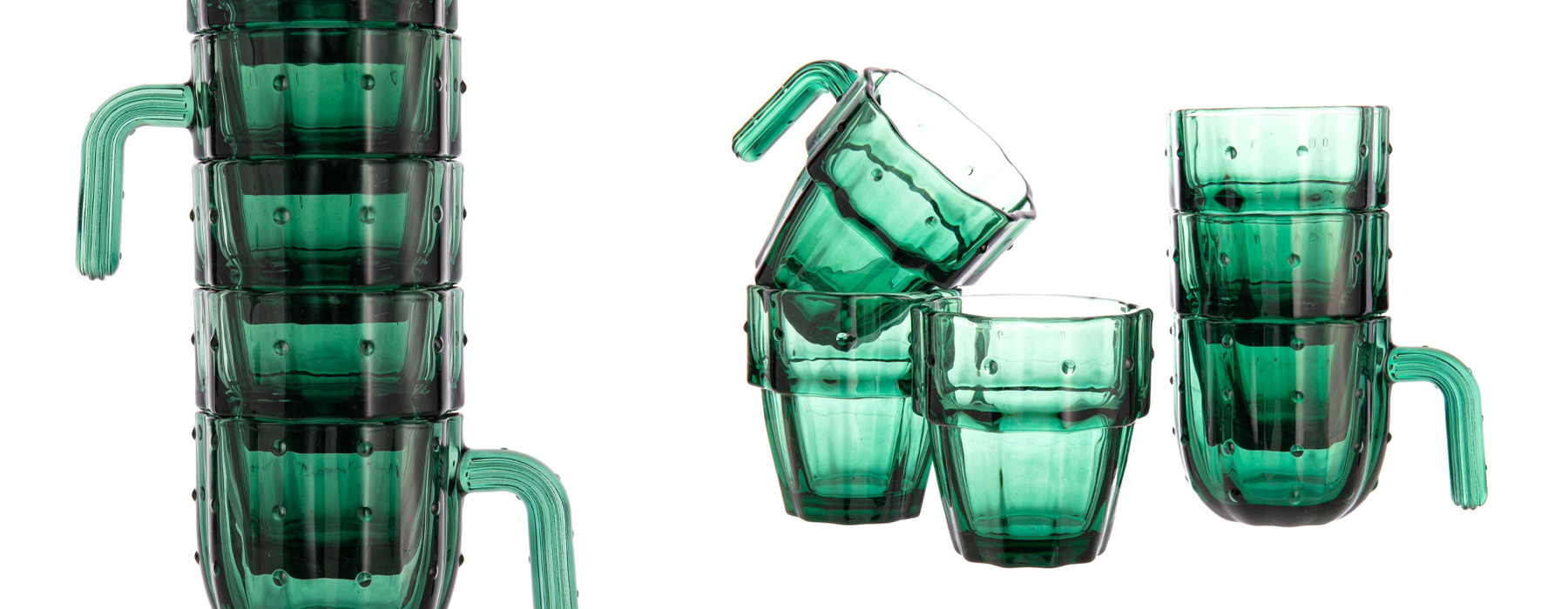 Green glass cups.