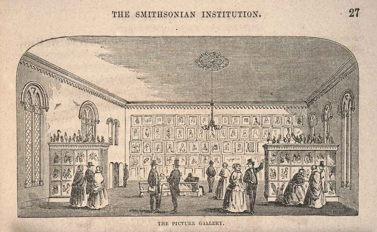 Engraving of the Gallery of Art above the Great Hall in the Smithsonian Institution Building
