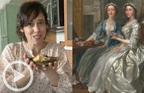 Maite Gomez-Rejón with scone and painting