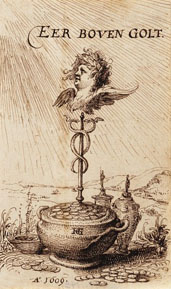 Hendrick Goltzius (Dutch, 1558–1617) Honor above Gold, 1609 Pen and dark brown ink Crocker Art Museum, E. B. Crocker Collection; 1871.143