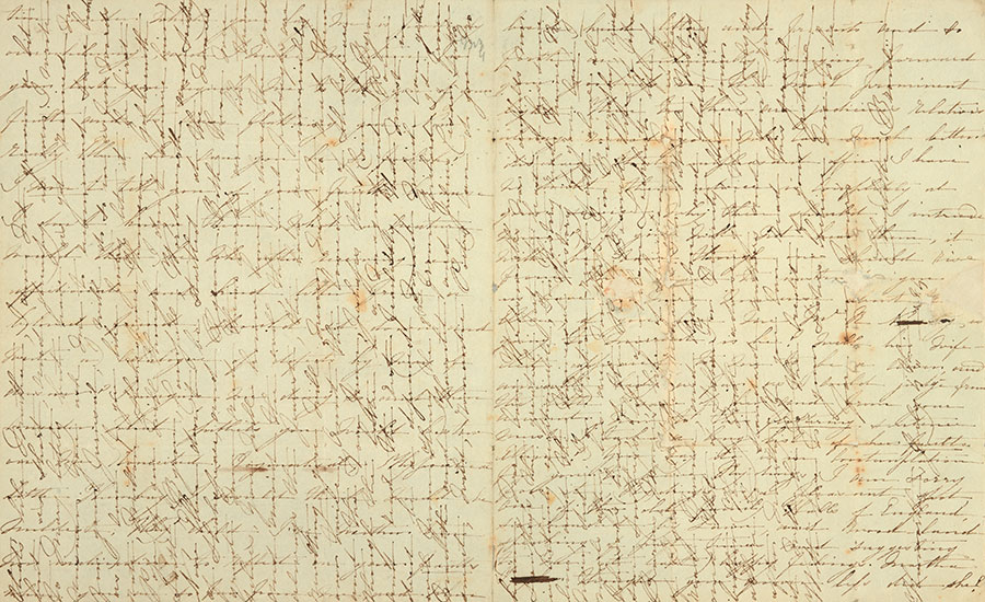 Cross-written letter by Charlotte Bronte to Ellen Nussey, July 4, 1834. The Huntington Library, Art Collections, and Botanical Gardens.