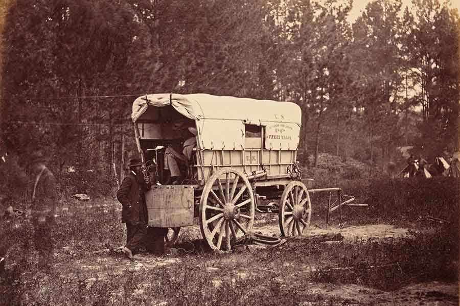 Photograph of field telegraph battery wagon