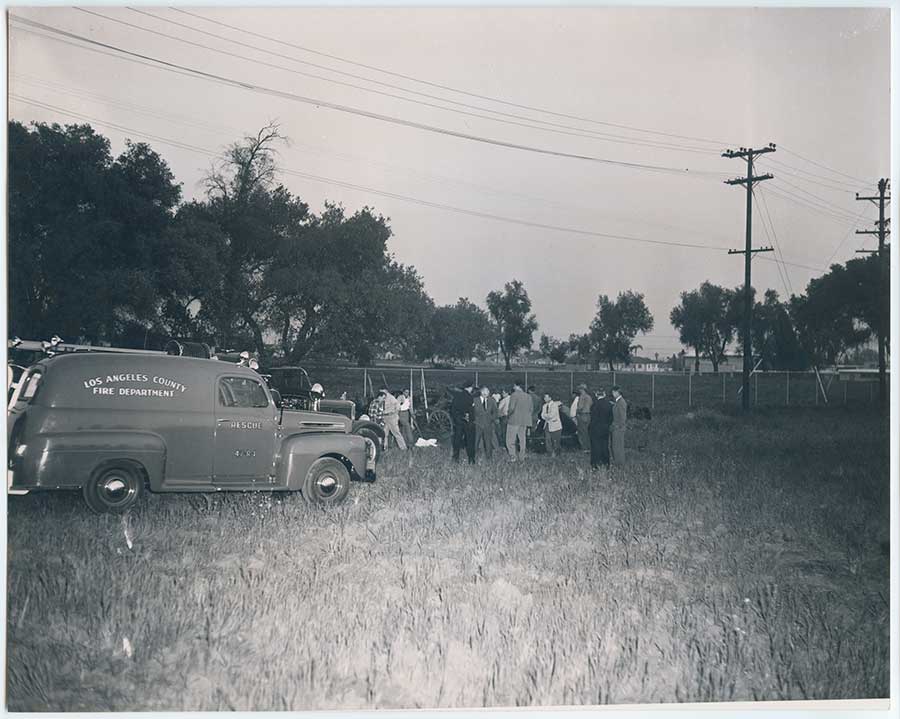 First responders arrive at the scene early in the evening of April 8, 1949. Rick Castberg Collection.