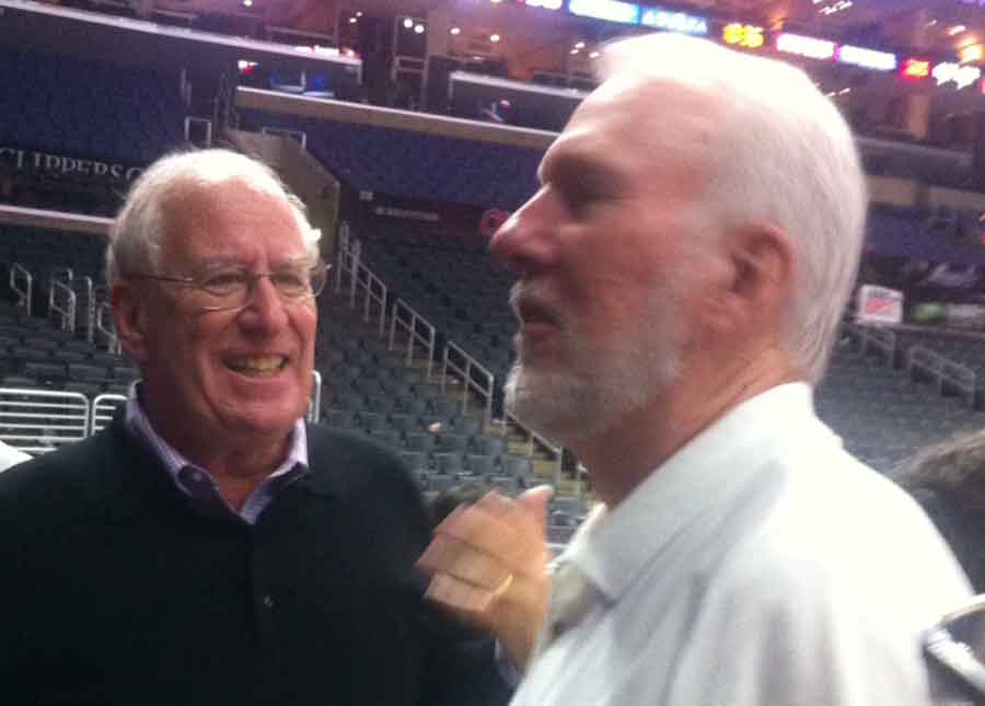Koblik with Gregg Popovich, coach of the San Antonio Spurs. Photograph by David S. Zeidberg.