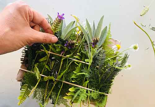 Loom woven with herbs