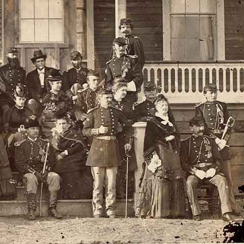 Old photograph of George Amstrong Custer in a group