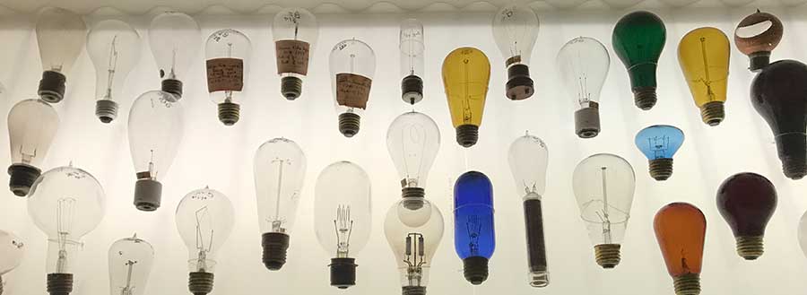 The Huntington’s lightbulb collection in Beautiful Science features lightbulbs from the 1890s-1960s