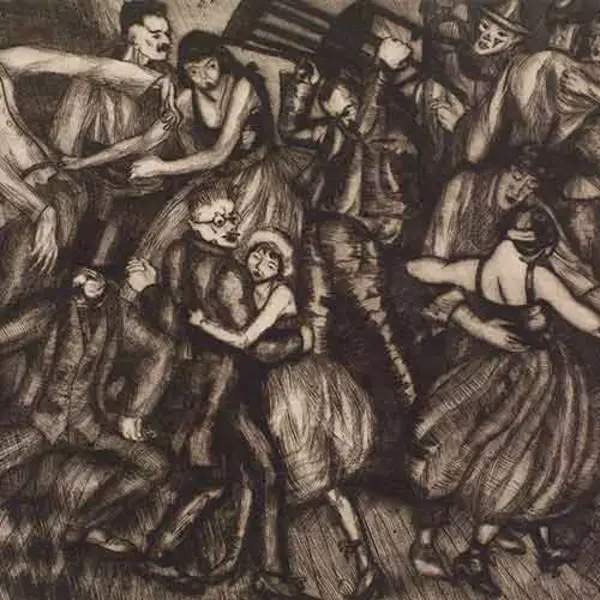 Engraving of dancing people in 1919