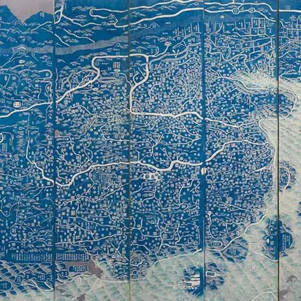 Chinese blue map